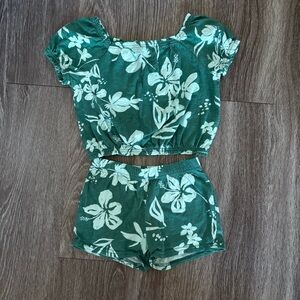 Carter's Green Floral Two-Piece Outfit